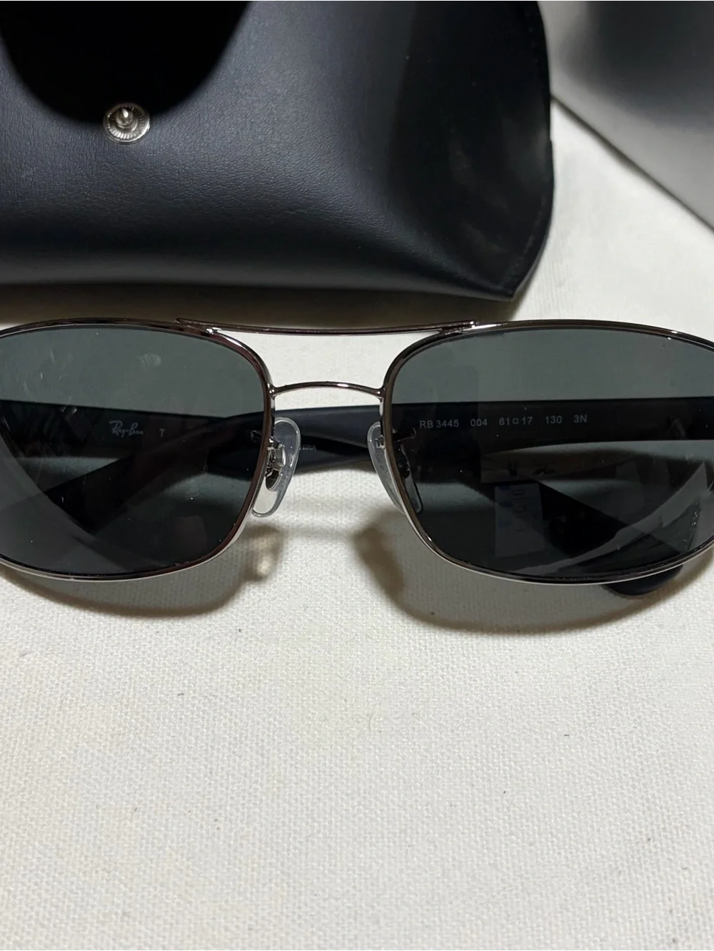 Ray-Ban Gunmetal Sunglasses with Dark Green Lenses
